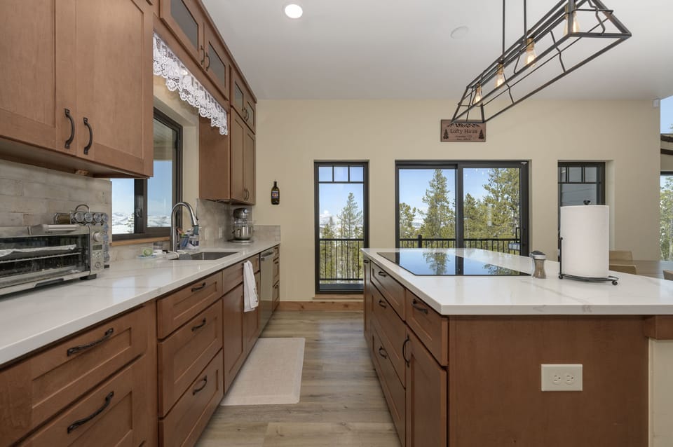 Large wrap around deck of Kitchen and dining area.