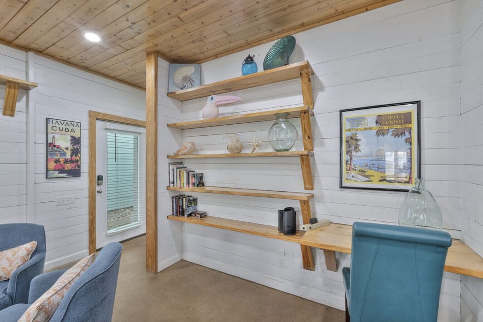 Quiet workspace ideal for remote work or planning beach days
