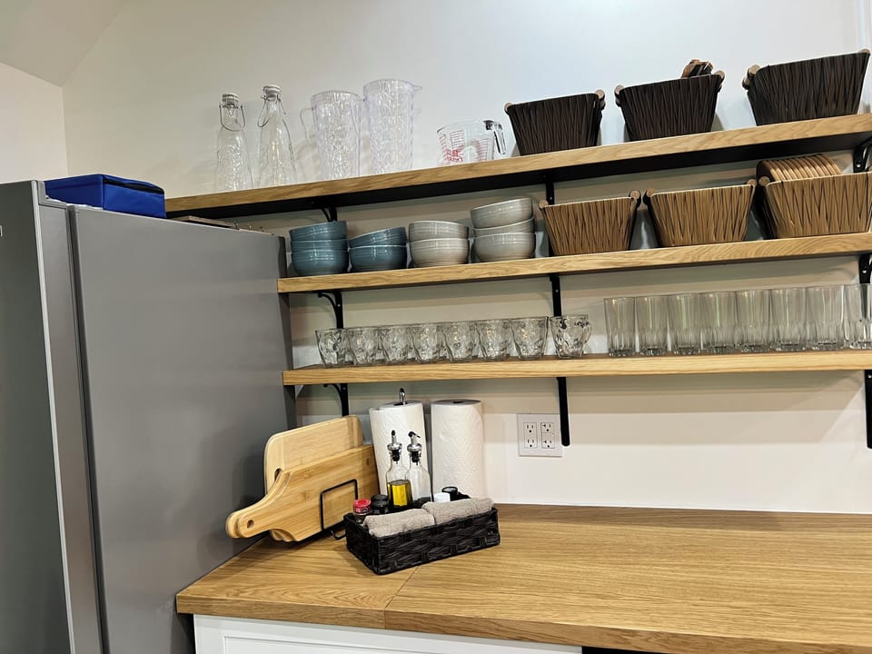 Open shelving in the kitchen