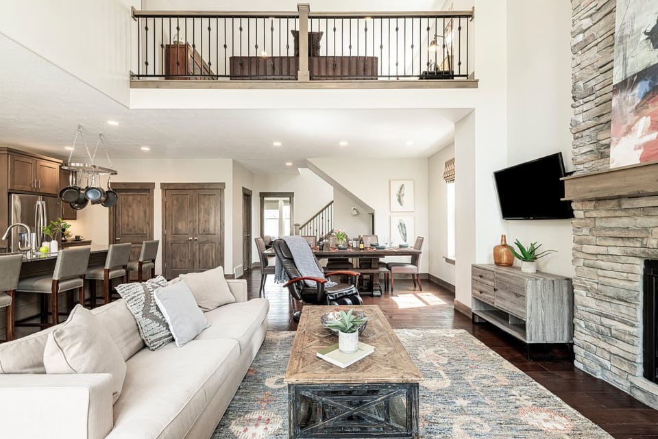 Living room and dining area