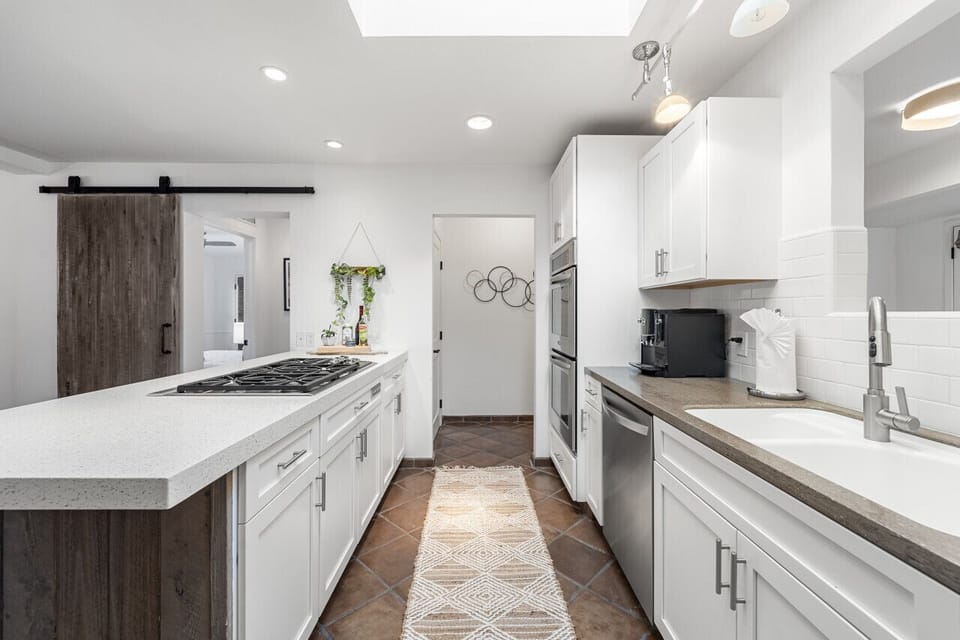 The modern kitchen area