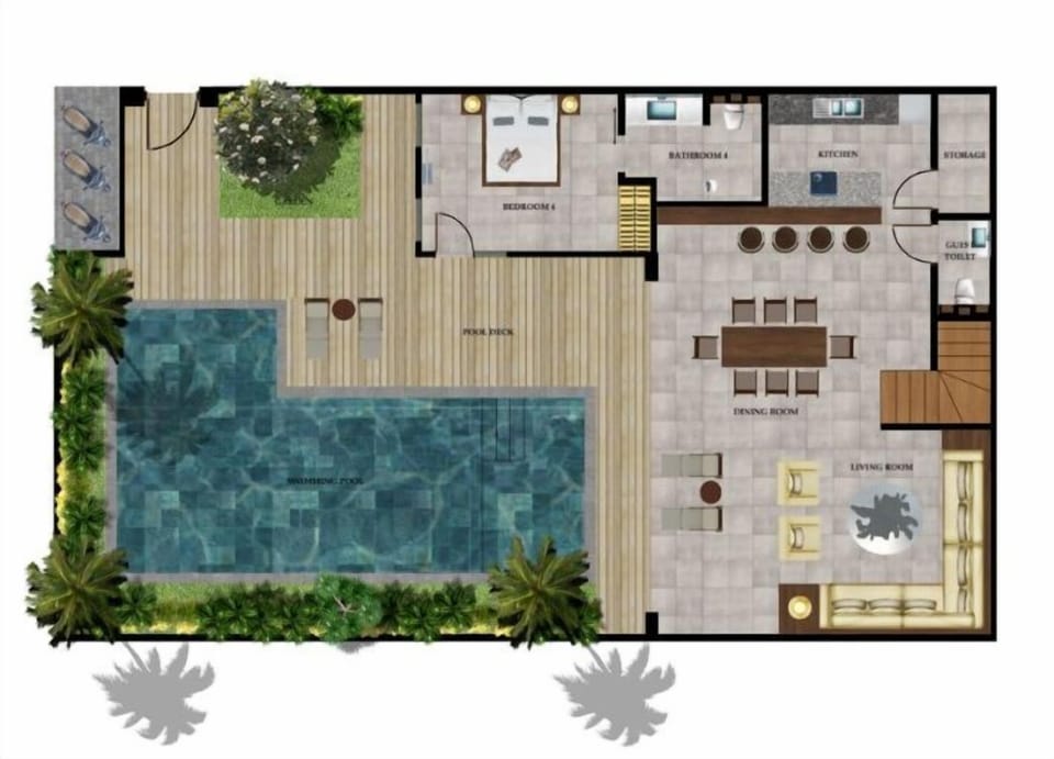The lay out of the villa