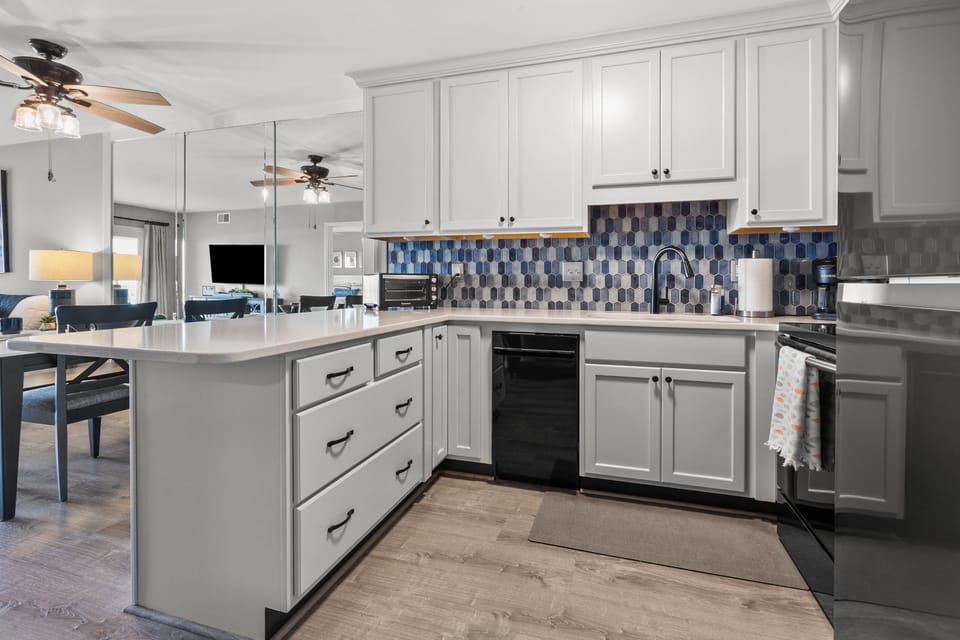 Indoors, Kitchen, Ceiling Fan, Furniture, Kitchen Island