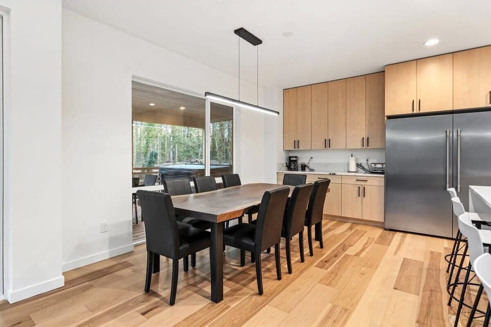 Custom built black walnut, single slab table. 