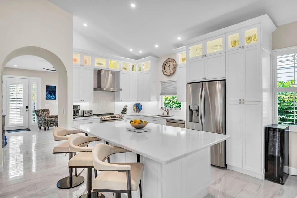 Kitchen Island - Seating for 3 & Wine Fridge