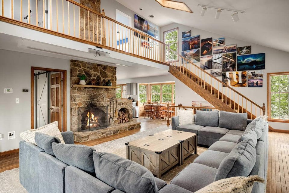 Enjoy the large great room with wood burning fireplace