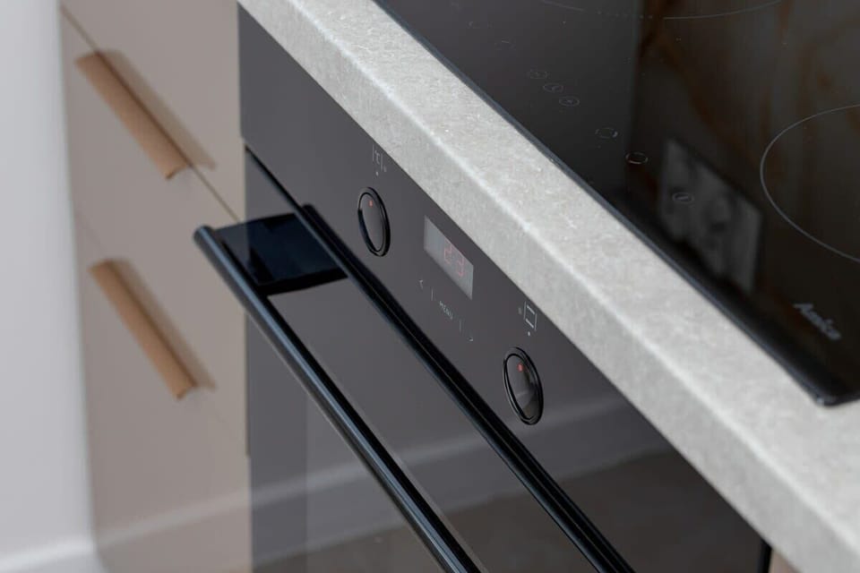  The kitchen's bright space is perfect for preparing meals. 