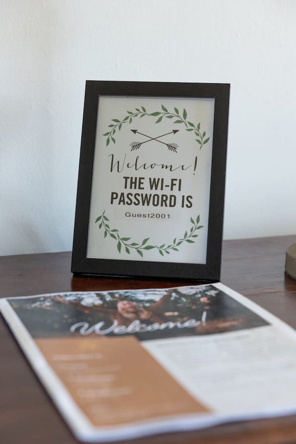 Welcome table with brochures, guidebook, and guest info so you feel right at home as soon as you arrive.