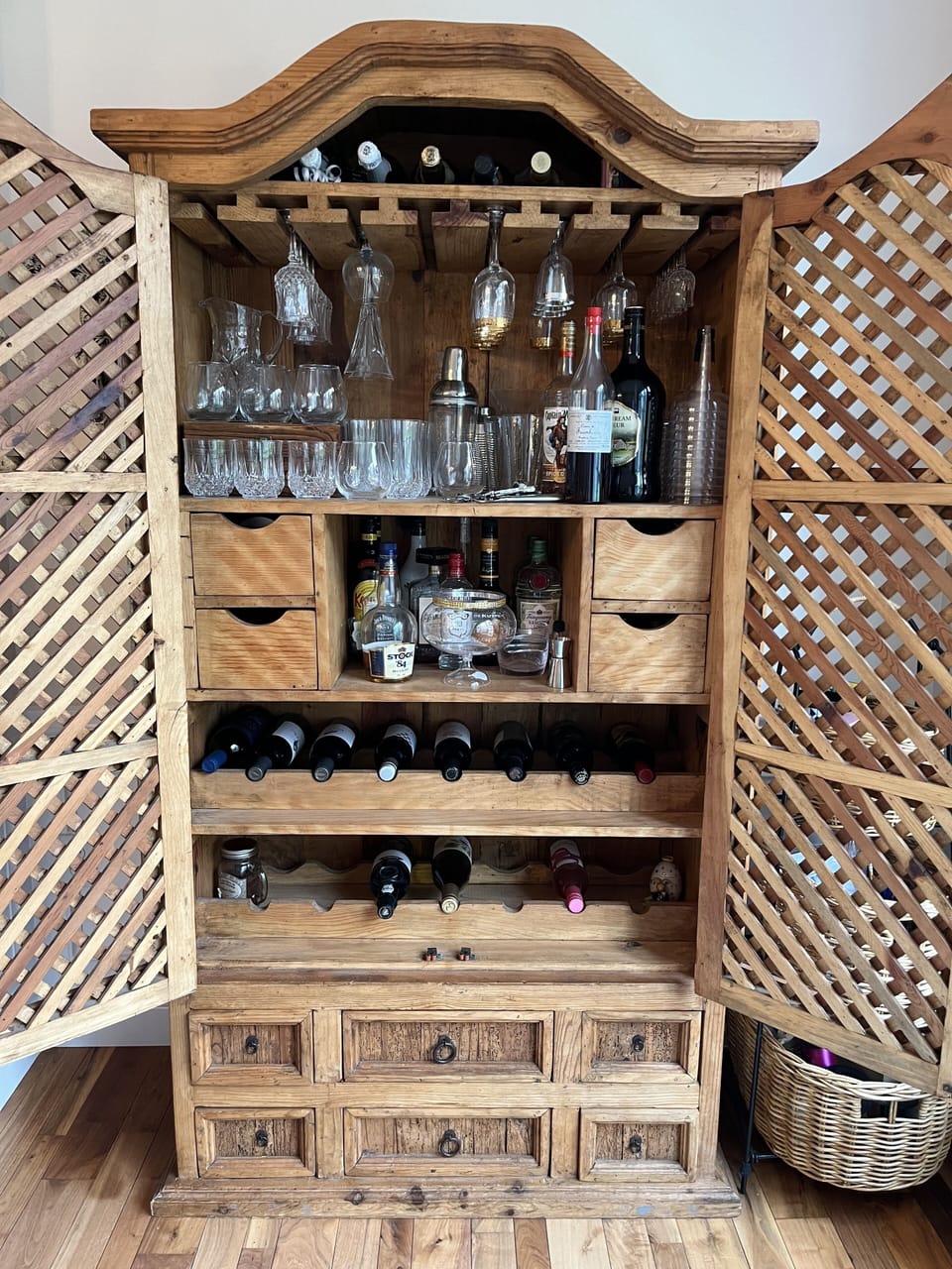 Barware and a selection of spirits are available.