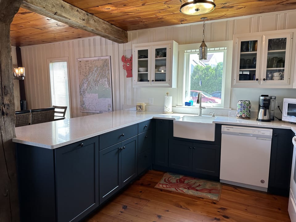 Kitchen with bar style seating--