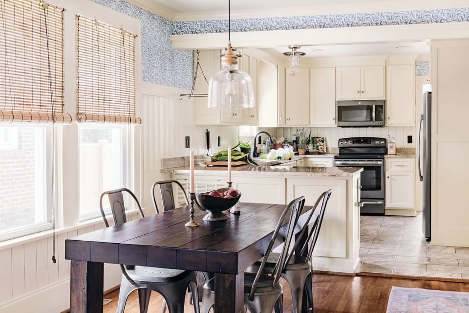 Fully stocked kitchen with essentials for cooking. 