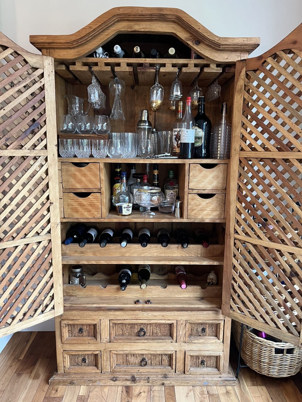 Barware and a selection of spirits are available.