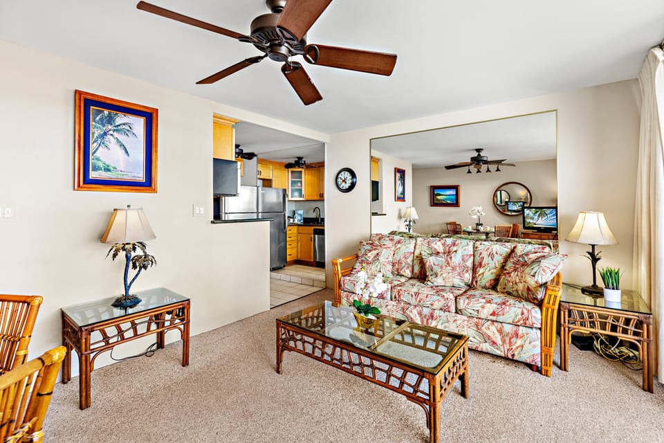 Ceiling fan to help keep you cool since this unit does not have AC