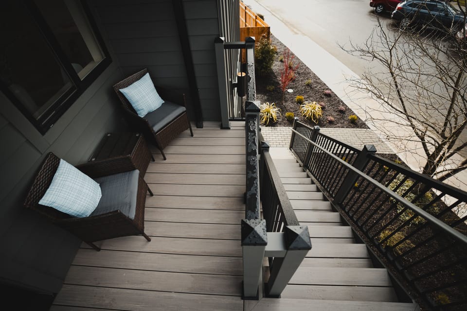 Private seating area. Enjoy mountain views from deck. 