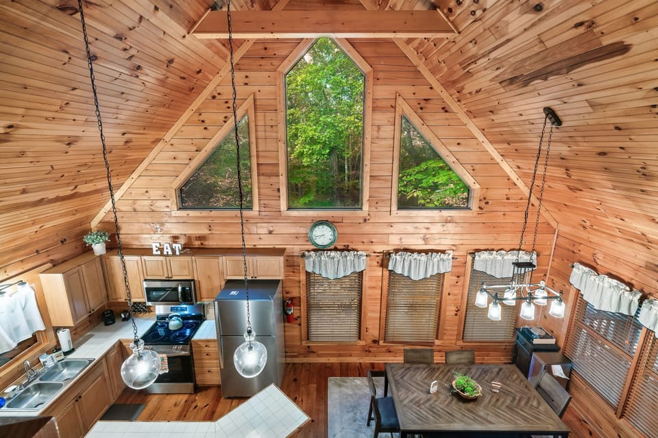 The grand view of our vaulted windows from the Loft is breathtaking.