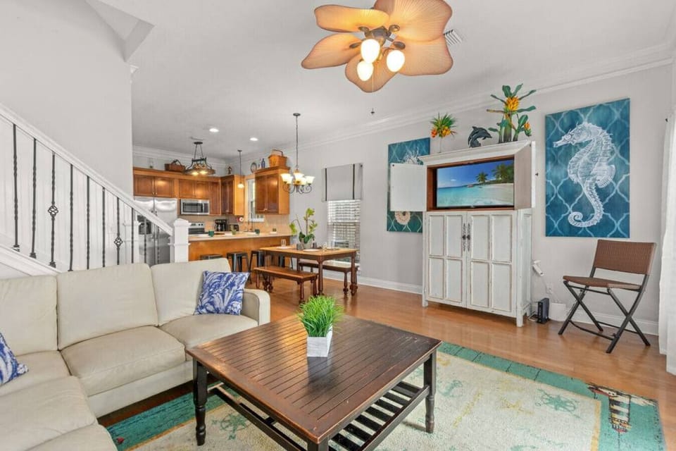 Open living room with beach decor throughout!