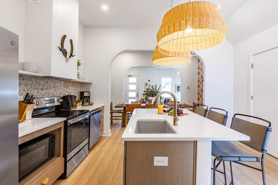 Full suite of stainless steel appliances.