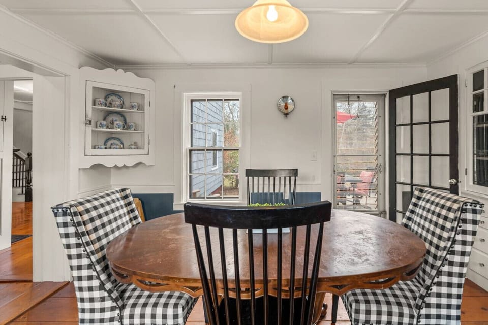 Share a meal around the dining table with seating for four.