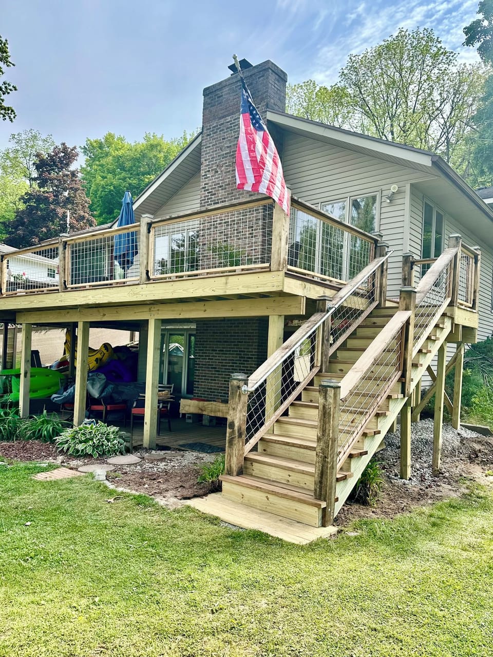 Lakeside rear view of home - new deck