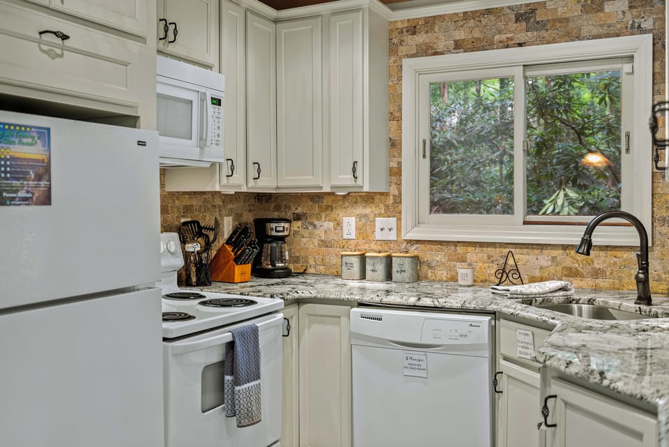Kitchen is fully equipped for your convenience.