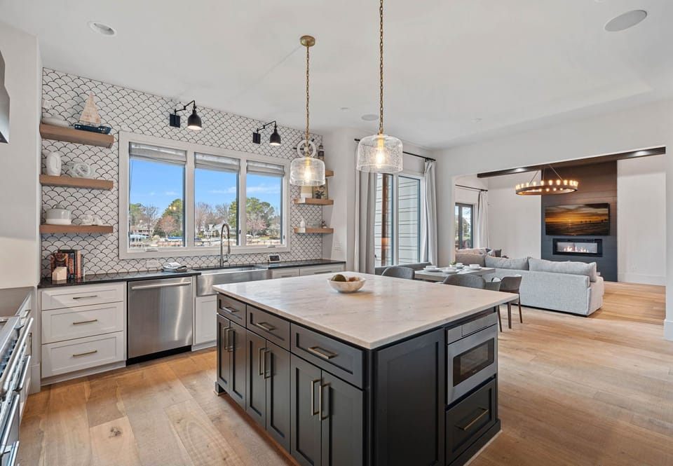 Gorgeous updated kitchen with island & gas stove.