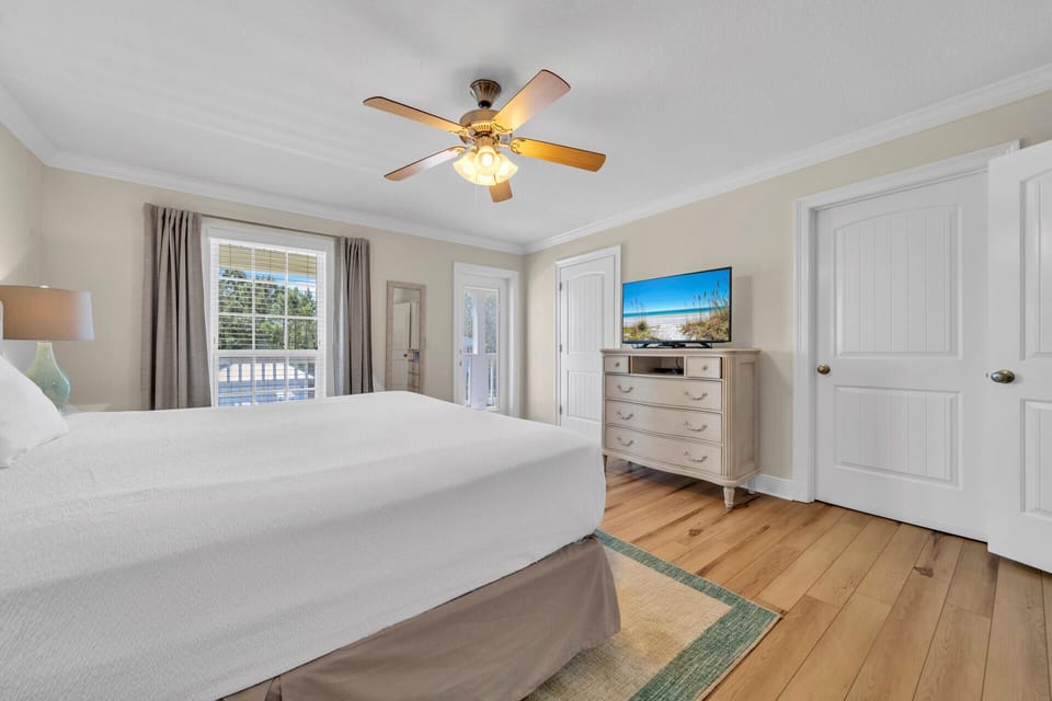 The master suite includes a private bathroom, private balcony and walk-in closet!