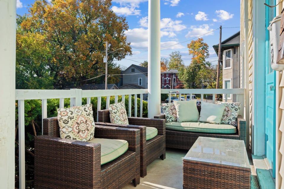 Patio seating to enjoy the weather. This area is shared & no smoking