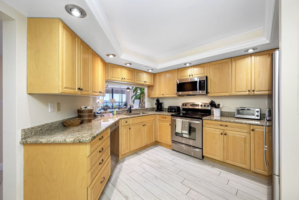Fully equipped kitchen with ample counter space for your culinary needs.