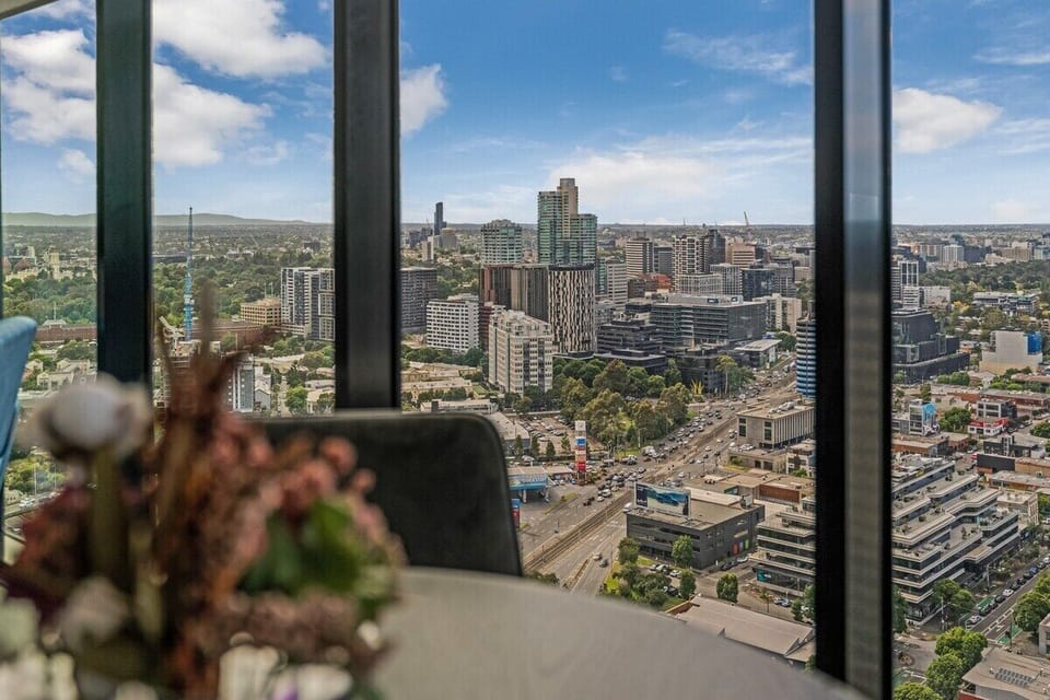The view from the apartment where you have South Melbourne market, Crown Casino, South Melbourne Promenade and the Yarra River all on your doorstep. 