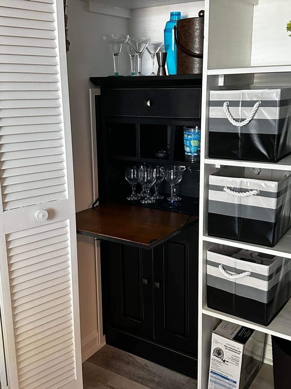 small mini bar and welcome communication area