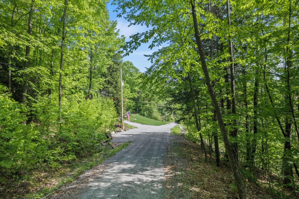 Access road to the log home- serene half a mile up from the main road.
