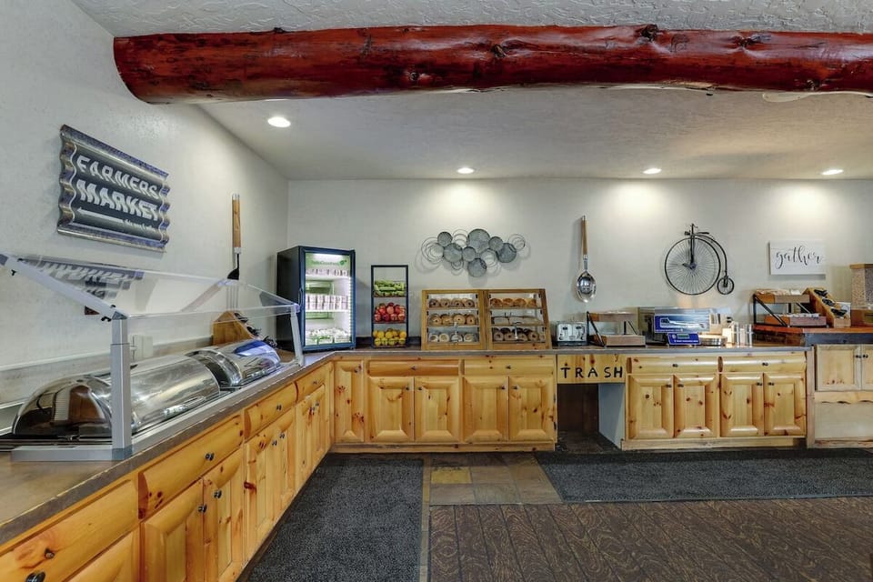 Start your morning with a hearty buffet and fresh coffee.