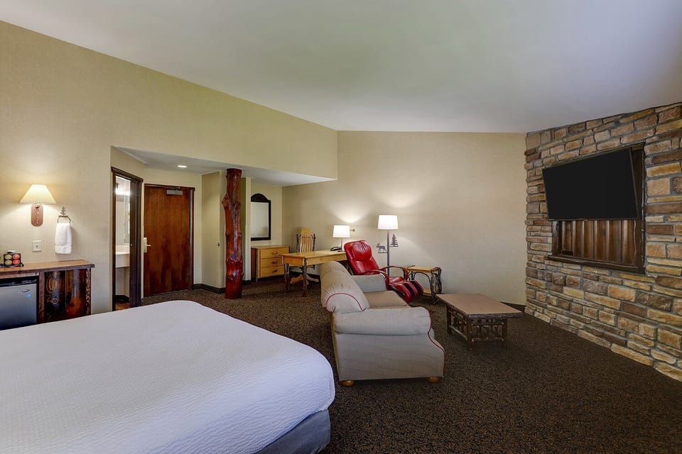 Kick back together with a big TV and lounge chair.