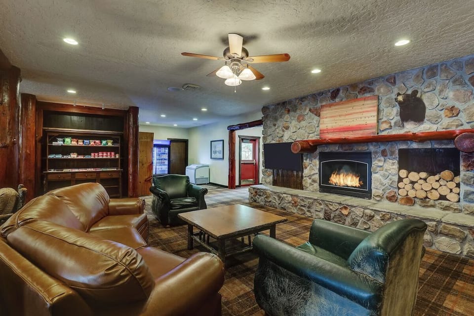 Gather by the cozy fireplace for warm, relaxed evenings.