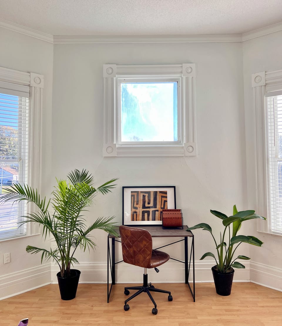 Work space in the living room.