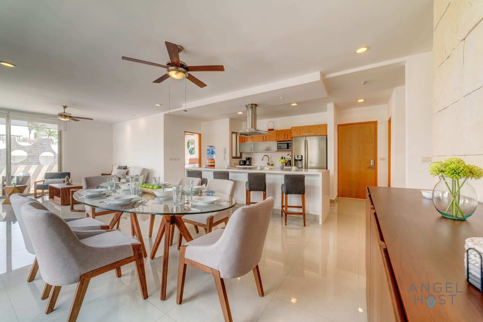 A plush dining table