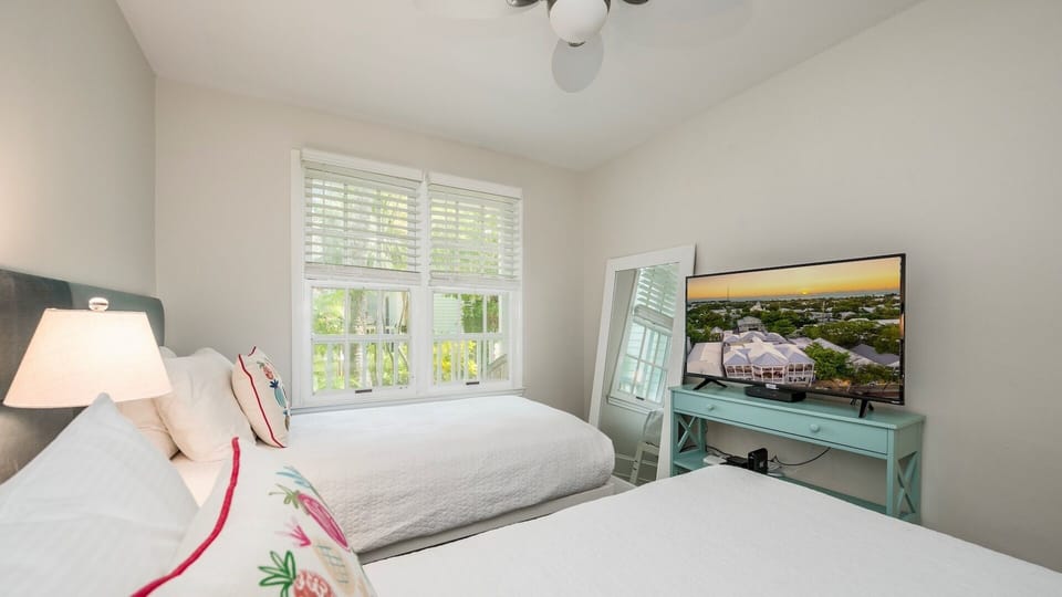 Also features a large flat screen TV...