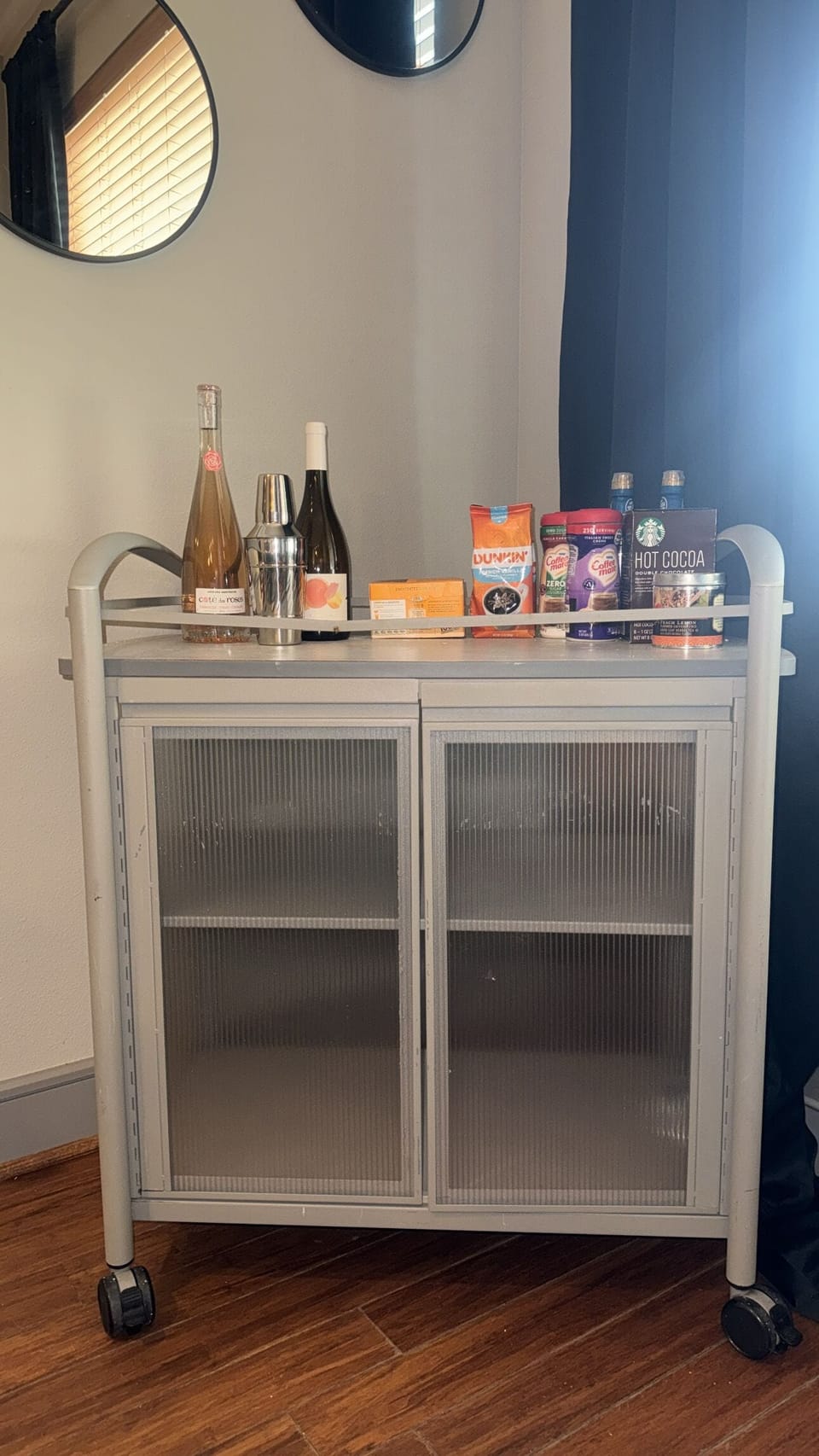 Bar cart coffee tea and hot cocoa