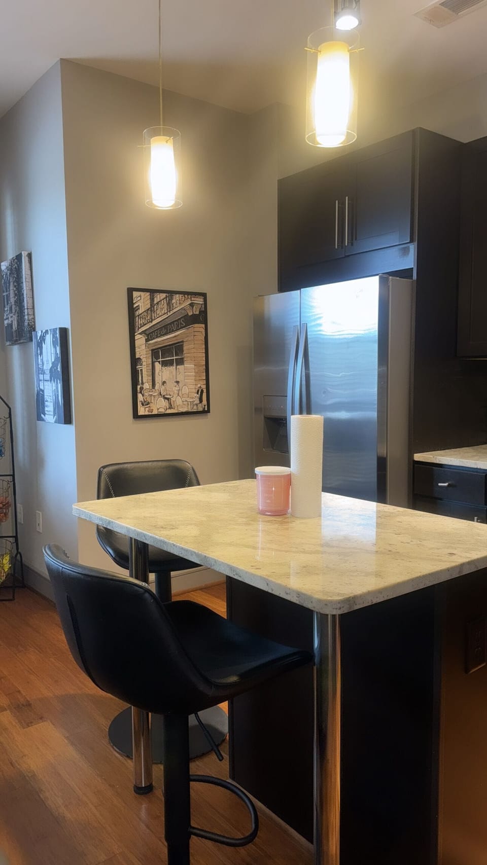 Kitchen island and bar stools