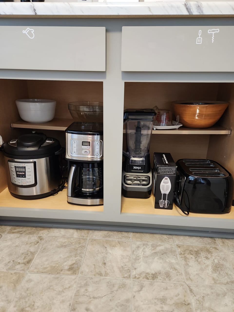 Well stocked kitchen.
