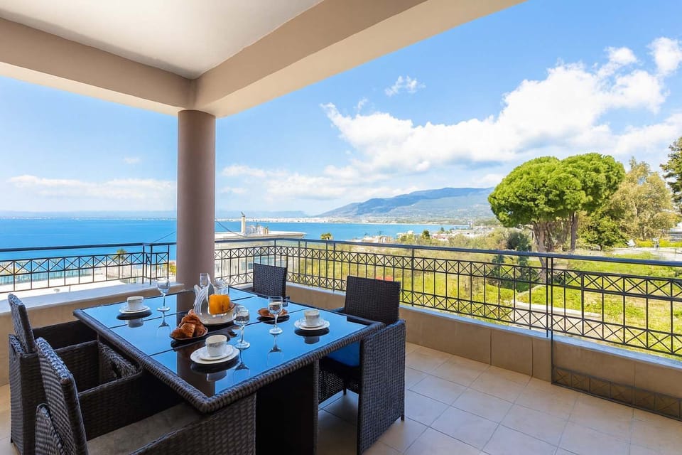 Balcony with panoramic sea and mountain view