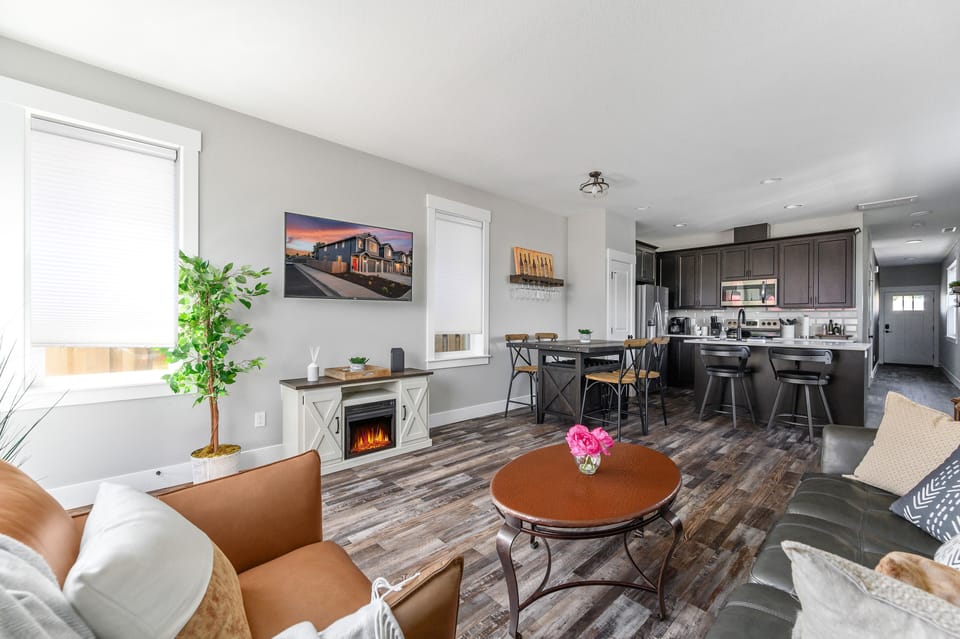 Living Room | Fireplace | Open to Dining & Kitchen