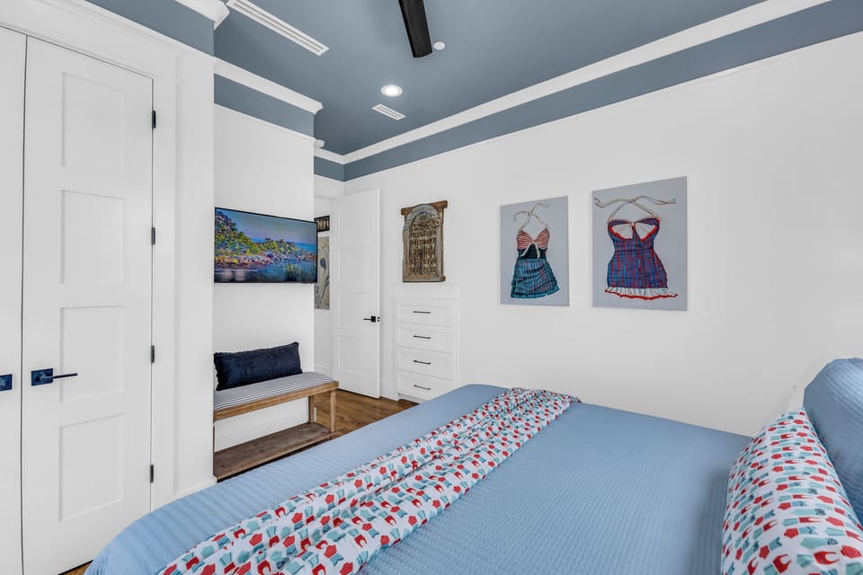 Master Bedroom 1: king-size bed with firm mattress.