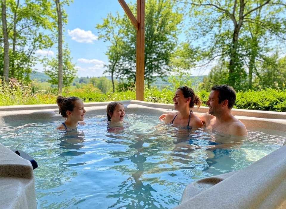 Spa privatif chauffé à 38°C sans vis à vis