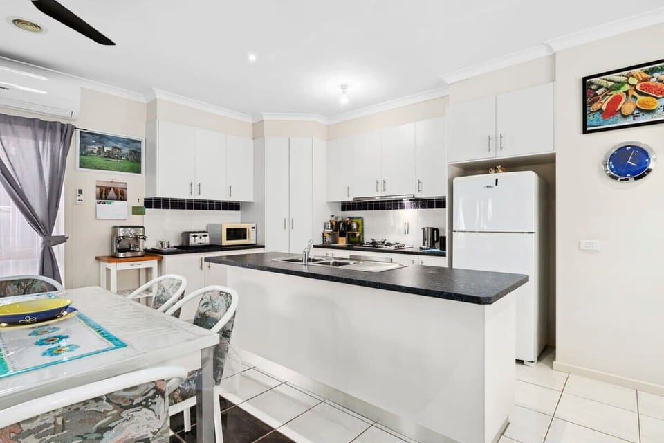 Open plan kitchen, dining and living