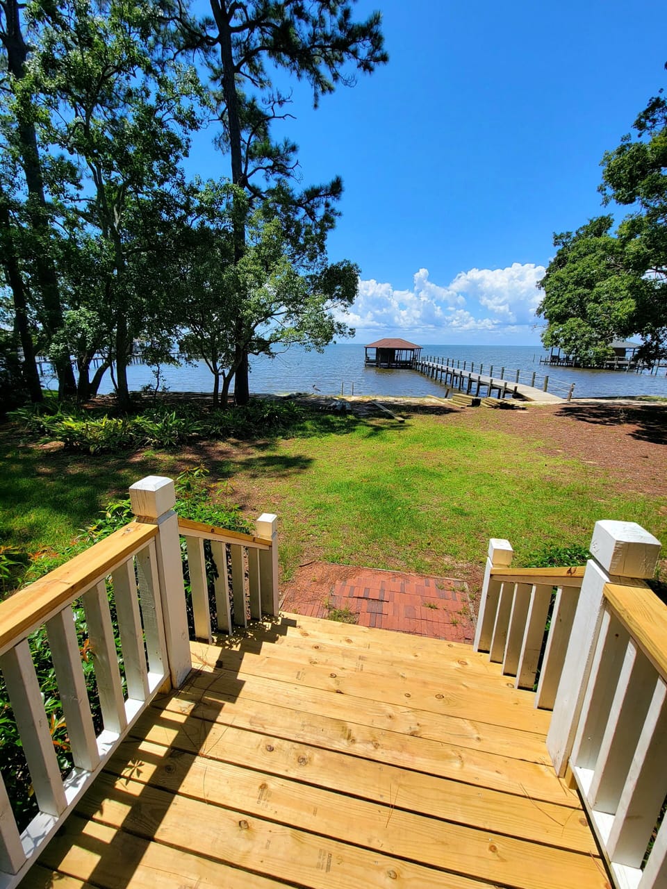 A view of our wharf from the front, Bay-facing door.