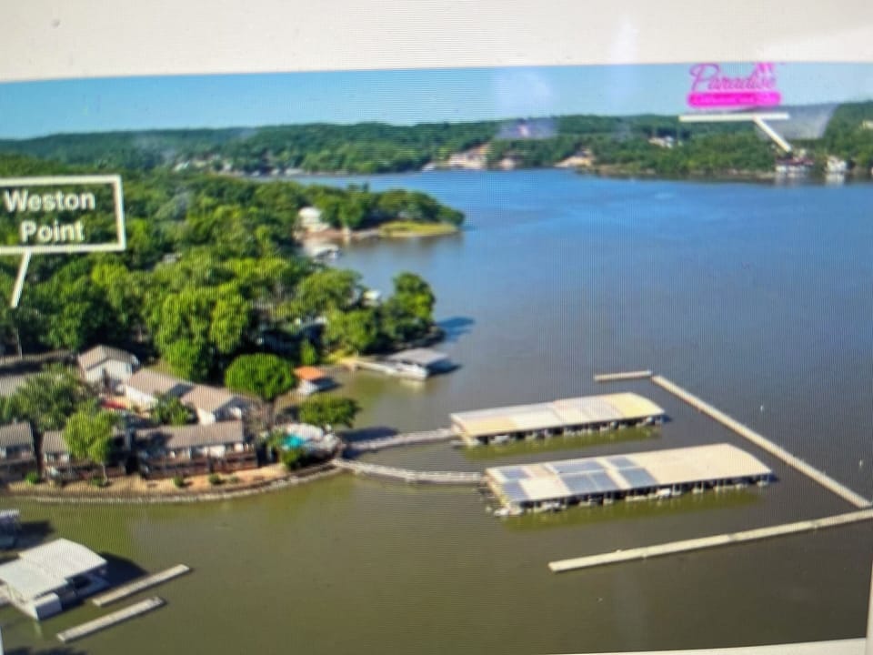 24 mile marker of Osage Arm thats our builking left of pool