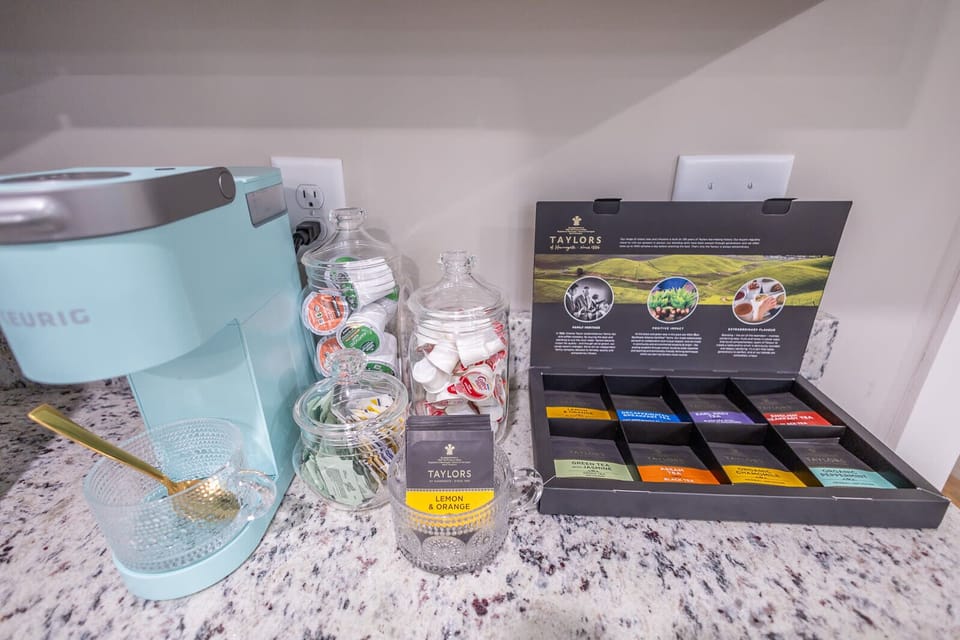 Our coffee & tea bar is designed for the perfect morning blend, complete with a selection of Taylor’s teas, catering to all your early beverage desires.