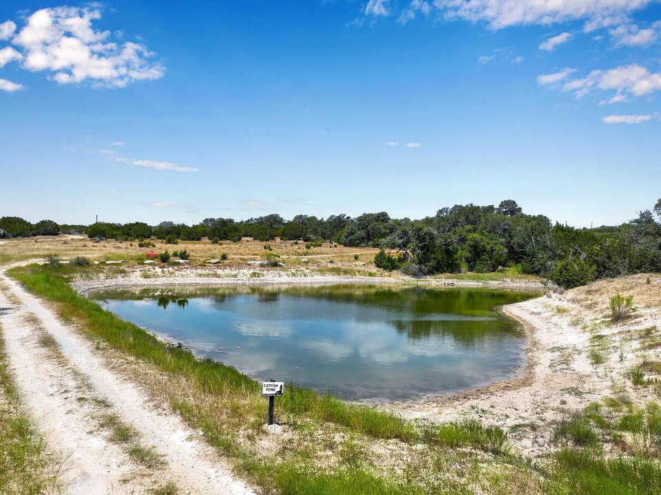 One of the fishing ponds located on the ranch.