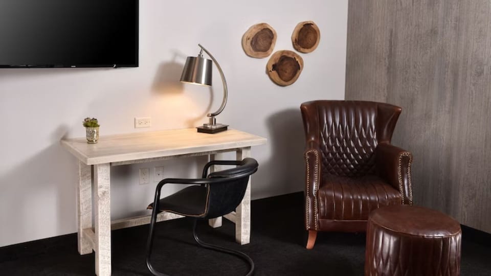 Settle in with a stylish desk corner for focused work.